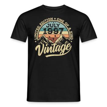 Born in July 1997 Born in July 1997 Born in July 1997 - Men's T-Shirt - black - Front - AI Model Male 178 light (178cm)