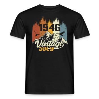 Vintage July 1946 Birthday Gift July 1946 - Men's T-Shirt - black - Front - AI Model Male 178 light (178cm)