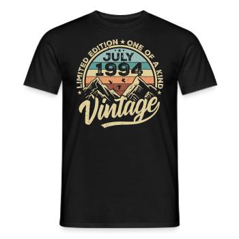 Born in July 1994 Born in July 1994 Born in July 1994 - Men's T-Shirt - black - Front - AI Model Male 178 light (178cm)