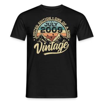 Born in July 2009 Born in July 2009 Born in July 2009 - Men's T-Shirt - black - Front - AI Model Male 178 light (178cm)