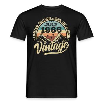 Born in July 1966 Born Birthday July 1966 - Men's T-Shirt - black - Front - AI Model Male 178 light (178cm)
