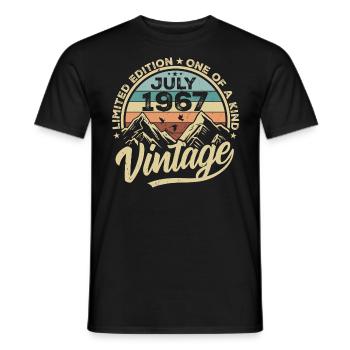Né en juillet 1967 Né en juillet 1967 - T-shirt homme - noir - Devant - AI Model Male 178 light (178cm)