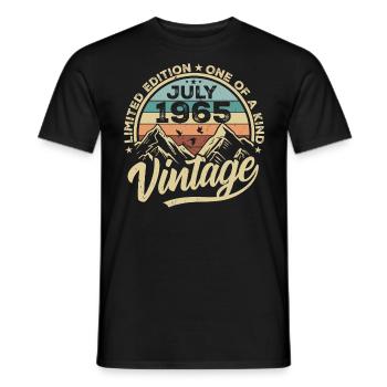 Born in July 1965 Born in July 1965 - Men's T-Shirt - black - Front - AI Model Male 178 light (178cm)