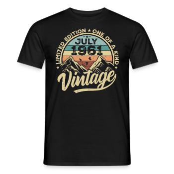 Born in July 1961 Born Birthday July 1961 - Men's T-Shirt - black - Front - AI Model Male 178 light (178cm)