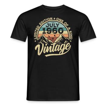 Born in July 1960 Born in July 1960 - Men's T-Shirt - black - Front - AI Model Male 178 light (178cm)