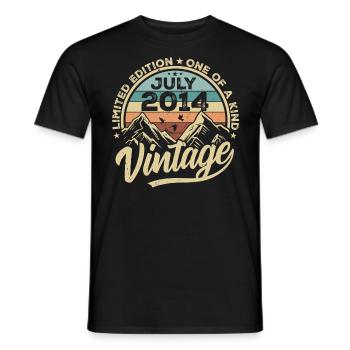 Né(e) en juillet 2014 Vintage Anniversaire juillet 2014 - T-shirt homme - noir - Devant - AI Model Male 178 light (178cm)