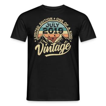 Born in July 2019 Vintage Birthday July 2019 - Men's T-Shirt - black - Front - AI Model Male 178 light (178cm)