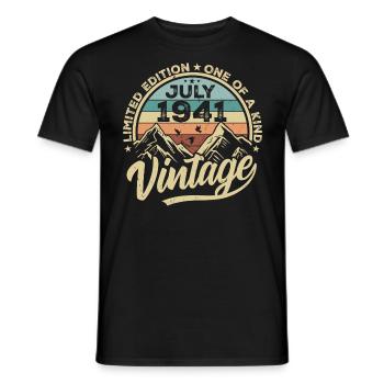 Born in July 1941 Born Birthday July 1941 - Men's T-Shirt - black - Front - AI Model Male 178 light (178cm)