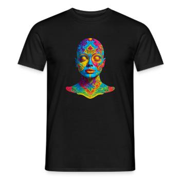 Masque facial trippant - Découvrez le M - T-shirt homme - noir - Devant - AI Model Male 178 light (178cm)