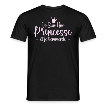 Je Suis Une Princesse et Je T'emmerde - T-shirt homme - noir - Devant - AI Model Male 178 light (178cm)