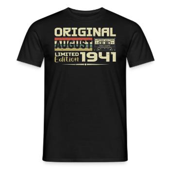 August 1941 - Born August 1941 Built August 1941 - Men's T-Shirt - black - Front - AI Model Male 178 light (178cm)