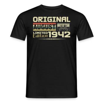 August 1942 - Born August 1942 Built August 1942 - Men's T-Shirt - black - Front - AI Model Male 178 light (178cm)