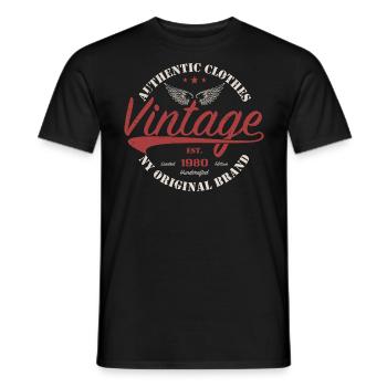 Vintage 1980 Cadeau D'anniversaire 1980 Rétro 1980 - T-shirt homme - noir - Devant - AI Model Male 178 light (178cm)