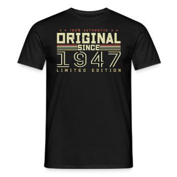 Original 1947 Birthday Gift 1947 Retro 1947 - Men's T-Shirt - black - Front - AI Model Male 178 light (178cm)