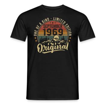 Birthday September 1969 - Born in September 1969 - Men's T-Shirt - black - Front - AI Model Male 178 light (178cm)