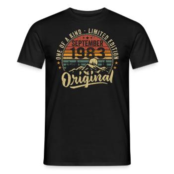 Anniversaire Septembre 1983 - Né en Septembre 1983 - T-shirt homme - noir - Devant - AI Model Male 178 light (178cm)