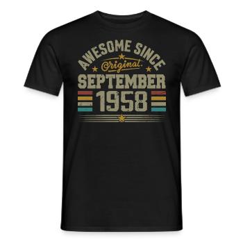 September 1958 Gift Built September 1958 - Men's T-Shirt - black - Front - AI Model Male 178 light (178cm)