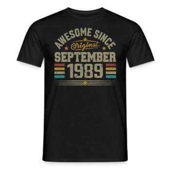 September 1989 Gift Built in September 1989 - Men's T-Shirt - black - Front - AI Model Male 178 light (178cm)