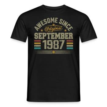 September 1987 Geschenk gebaut September 1987 - Männer T-Shirt - Schwarz - Vorne - AI Model Male 178 light (178cm)