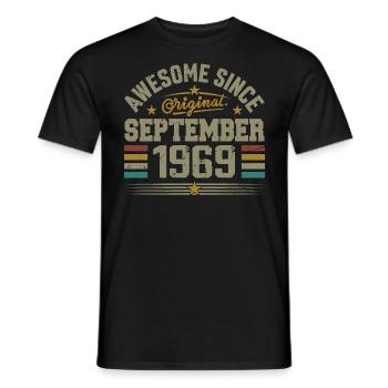 September 1969 Gift Built September 1969 - Men's T-Shirt - black - Front - AI Model Male 178 light (178cm)