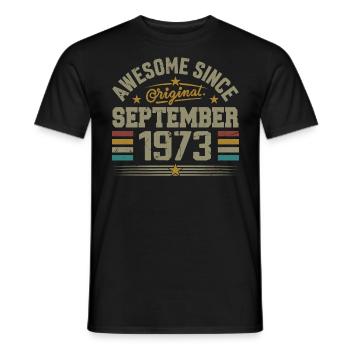 September 1973 Gift Built September 1973 - Men's T-Shirt - black - Front - AI Model Male 178 light (178cm)