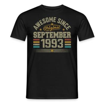 Gift September 1993 Built in September 1993 - Men's T-Shirt - black - Front - AI Model Male 178 light (178cm)