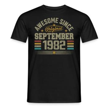 September 1982 Gift Built September 1982 - Men's T-Shirt - black - Front - AI Model Male 178 light (178cm)