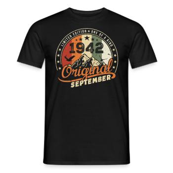 Cadeau D'anniversaire Vintage Né en Septembre 1942 - T-shirt homme - noir - Devant - AI Model Male 178 light (178cm)