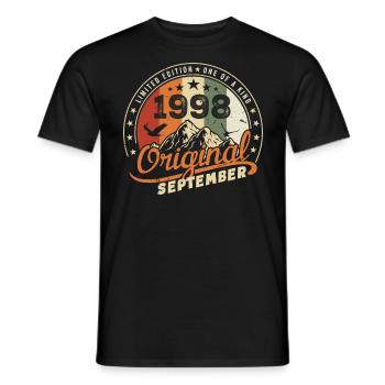 Vintage Birthday Gift Born September 1998 - Men's T-Shirt - black - Front - AI Model Male 178 light (178cm)