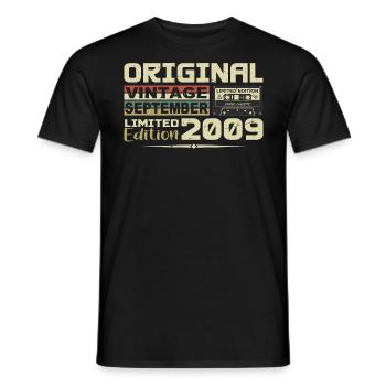 2009 - The Legends were born in September 2009 - Men's T-Shirt - black - Front - AI Model Male 178 light (178cm)