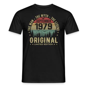 Original Birthday 1979 - September 1979 Gift - Men's T-Shirt - black - Front - AI Model Male 178 light (178cm)