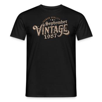 Anniversaire Septembre 1987 Cadeau Septembre 1987 - T-shirt homme - noir - Devant - AI Model Male 178 light (178cm)