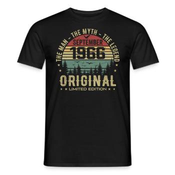 Original Birthday 1966 - September 1966 Gift - Men's T-Shirt - black - Front - AI Model Male 178 light (178cm)