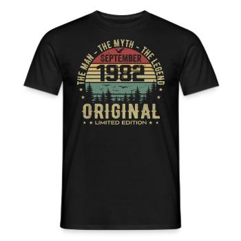 Original Birthday 1982 - September 1982 Gift - Men's T-Shirt - black - Front - AI Model Male 178 light (178cm)