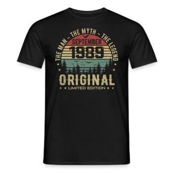 Original Birthday 1989 - September 1989 Gift - Men's T-Shirt - black - Front - AI Model Male 178 light (178cm)