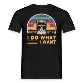 Chat cool portant des lunettes de soleil déclaration Je fais ce que je - T-shirt homme - noir - Devant - AI Model Male 178 light (178cm)