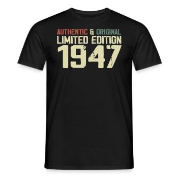1947 Geburtstagsgeschenk 1947 Jahrgang 1947 Retro - Männer T-Shirt - Schwarz - Vorne - AI Model Male 178 light (178cm)