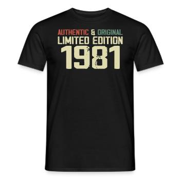 1981 Geburtstagsgeschenk 1981 Jahrgang 1981 Retro - Männer T-Shirt - Schwarz - Vorne - AI Model Male 178 light (178cm)