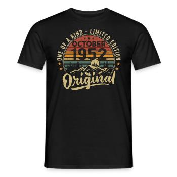 Birthday Gift | Vintage Born October 1952 - Men's T-Shirt - black - Front - AI Model Male 178 light (178cm)