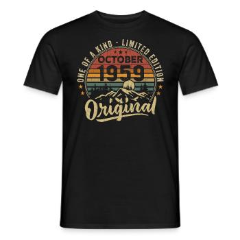 Birthday Gift | Vintage Born October 1959 - Men's T-Shirt - black - Front - AI Model Male 178 light (178cm)