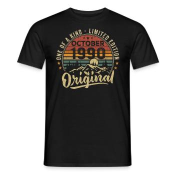 Birthday Gift | Vintage Born October 1990 - Men's T-Shirt - black - Front - AI Model Male 178 light (178cm)
