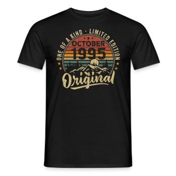 Birthday Gift | Vintage Born October 1995 - Men's T-Shirt - black - Front - AI Model Male 178 light (178cm)