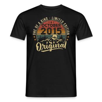 Geburtstagsgeschenk | Jahrgang Geboren im Oktober 2015 - Männer T-Shirt - Schwarz - Vorne - AI Model Male 178 light (178cm)