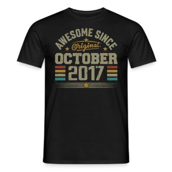 Geboren im Oktober 2017 | Geburtstag Oktober 2017 - Männer T-Shirt - Schwarz - Vorne - AI Model Male 178 light (178cm)