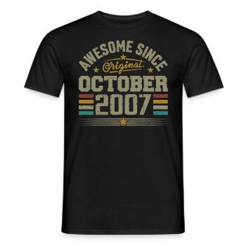 Born in October 2007 | Birthday October 2007 - Men's T-Shirt - black - Front - AI Model Male 178 light (178cm)