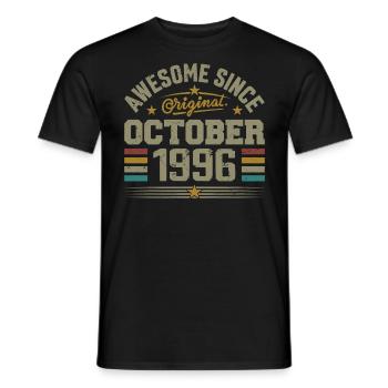 Born in October 1996 | Birthday October 1996 - Men's T-Shirt - black - Front - AI Model Male 178 light (178cm)