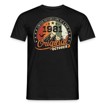 October 1981 Birthday Gift October 1981 - Men's T-Shirt - black - Front - AI Model Male 178 light (178cm)