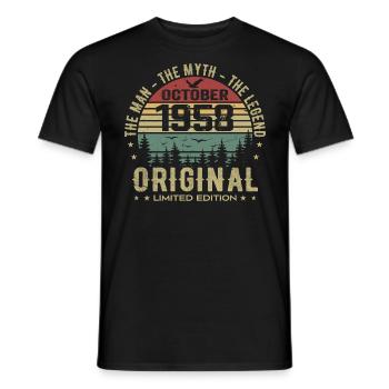 Mann Geburtstagsgeschenk 1958 Oktober 1958 - Männer T-Shirt - Schwarz - Vorne - AI Model Male 178 light (178cm)