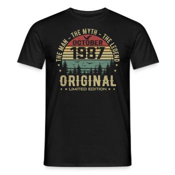 Homme Cadeau D'anniversaire 1987 Octobre 1987 - T-shirt homme - noir - Devant - AI Model Male 178 light (178cm)