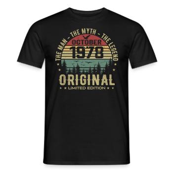 Homme Cadeau D'anniversaire 1978 Octobre 1978 - T-shirt homme - noir - Devant - AI Model Male 178 light (178cm)